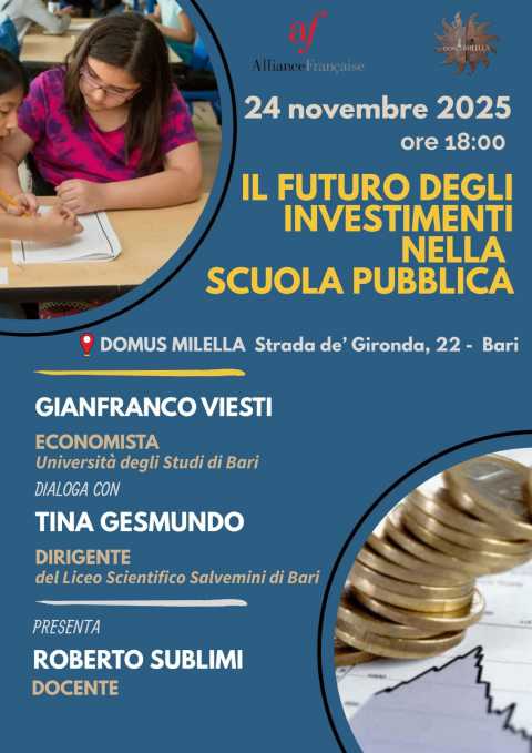 Bari, Domus Milella: incontro sul futuro della scuola pubblica